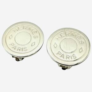 Hermes Clou de Selle Silver Clip-on Earrings